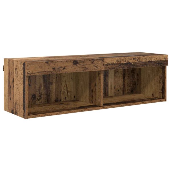 ТВ стенни единици с LED 6 pcs Старо дърво Инженерно дърво