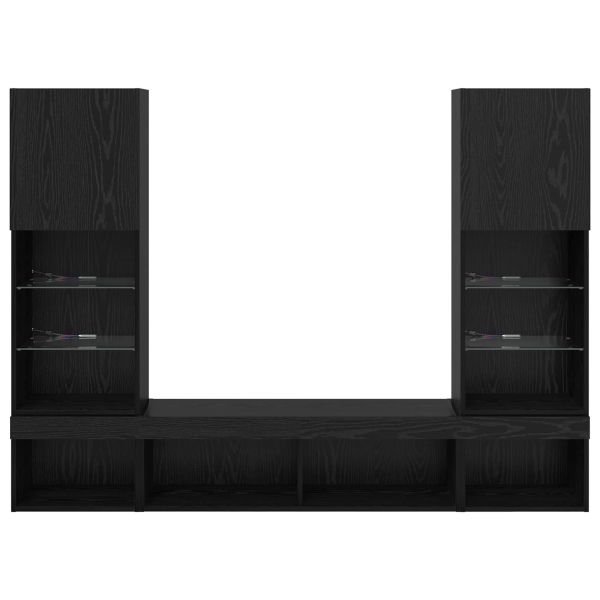 ТВ стенни единици с LED 5 pcs Черния дъб 40,5 x 30 x 102 см