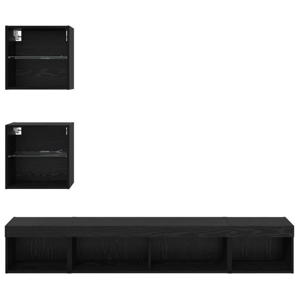 ТВ стенни единици с LED 5 pcs Черния дъб 100 x 30 x 30 cm