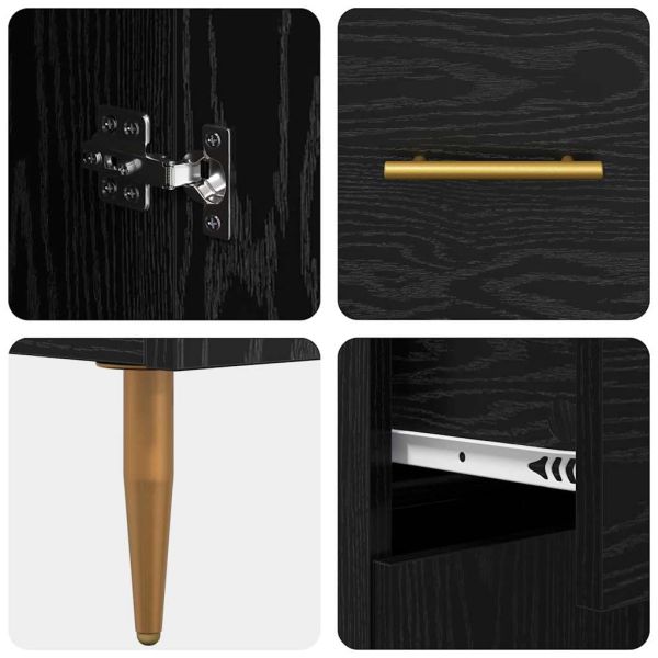 Висок шкаф с чекмедже Черния дъб 69,5 x 34 x 180 см Инженерно дърво