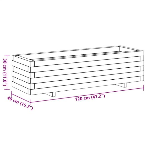 Повдигната леха, 120x40x30 см, дървена, правоъгълна