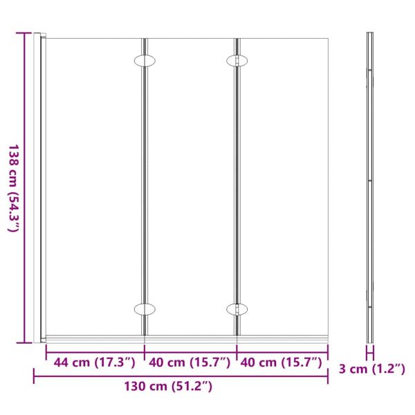 Душова обшивка Черно 130 x 138 см ESG стъкло и алуминий