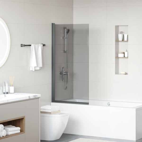 Екран за душ и вана Черно 68 x 130 см Закалено стъкло