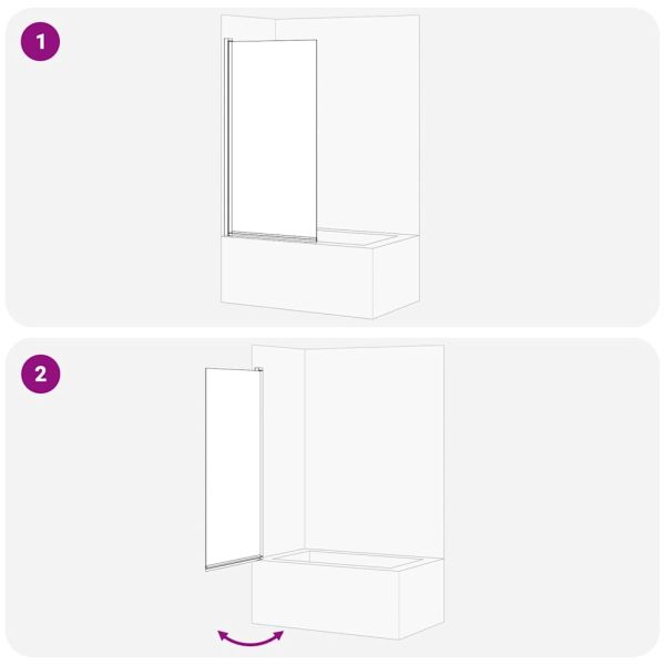 Екран за душ и вана Черно 68 x 130 см Закалено стъкло