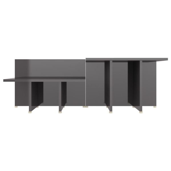 Кафе маси, 2 бр, сив гланц, 111,5x50x33 см, инженерно дърво