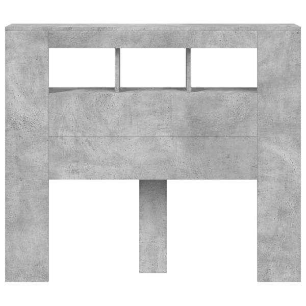 LED горна табла, бетонно сива,120x18,5x103,5см, инженерно дърво