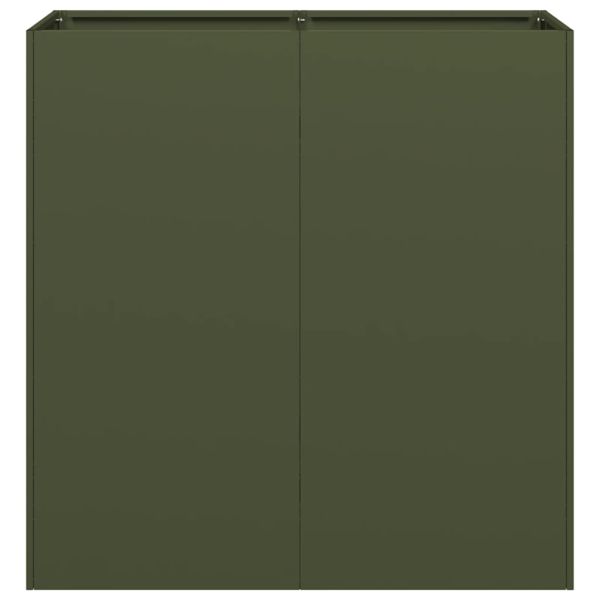 Кашпа, маслиненозелена, 80x40x80 см, студеновалцувана стомана