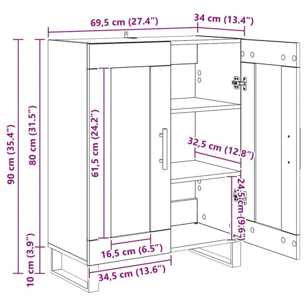 Служебен шкаф Старо дърво 69,5 x 34 x 90 см Инженерно дърво