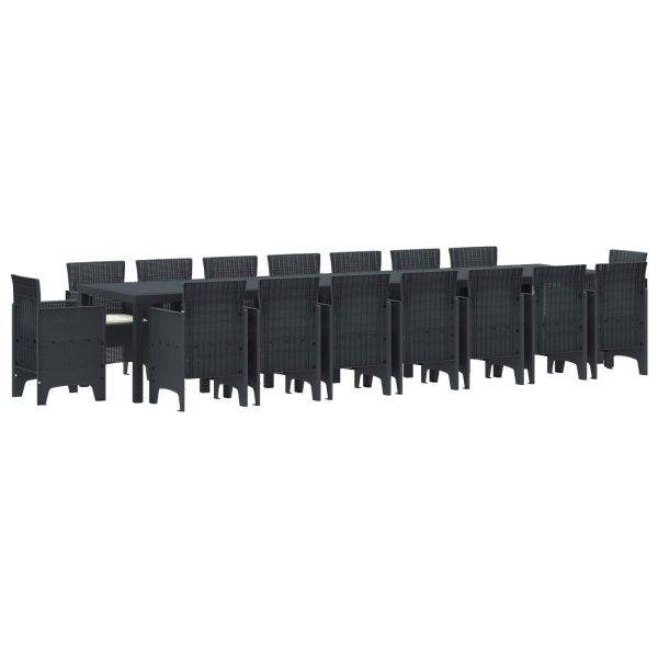 Градински комплект за хранене с възглавници 17 pcs Антрацит ПП