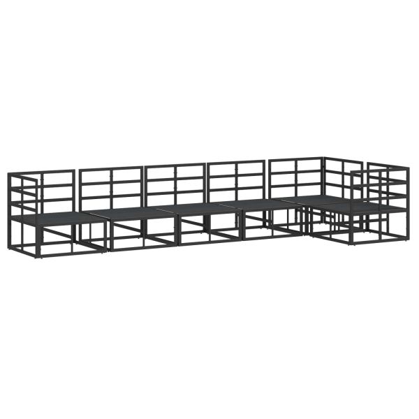 Градински Софа Комплект с възглавница 6 pcs Черно Алуминий