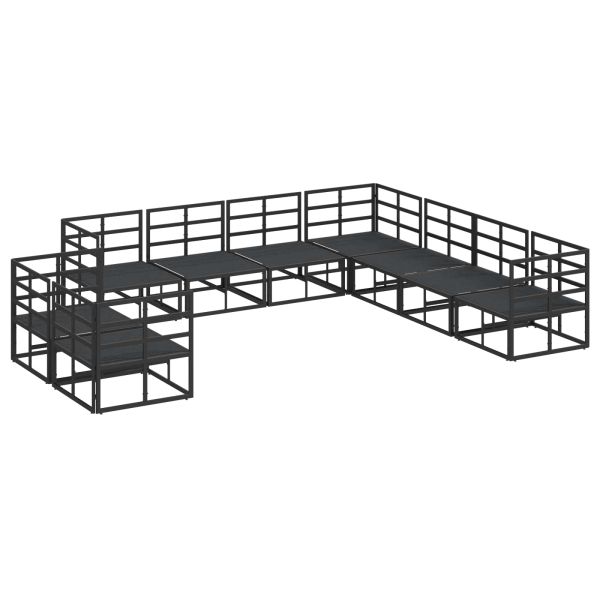 Градински Софа Комплект с възглавница 9 pcs Черно Алуминий