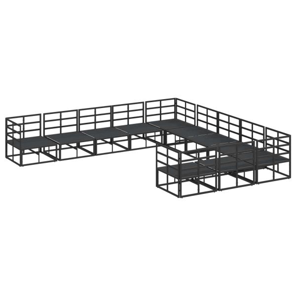 Градински Софа Комплект с възглавница 11 pcs Черно Алуминий