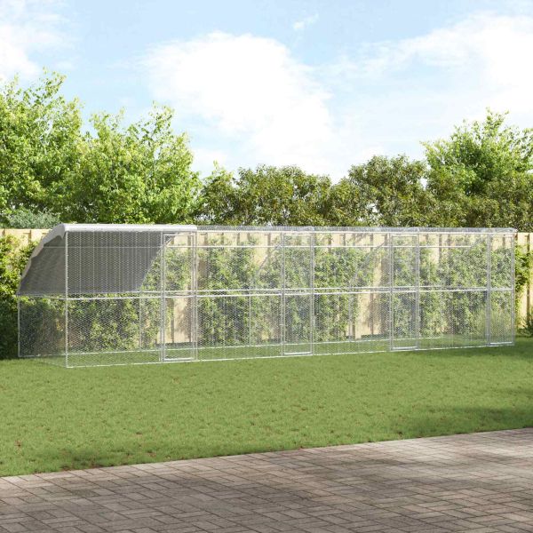 Клетка за пилета 4 pcs Сребрист 800 x 200 x 200 см Стомана и PE