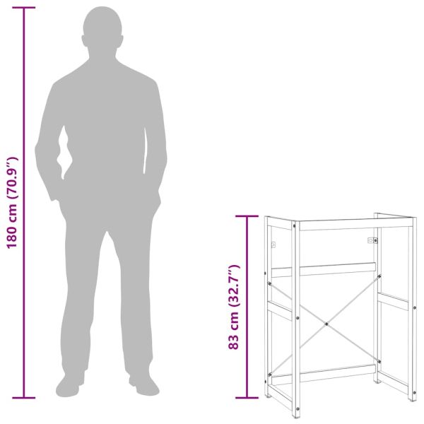 Рамка за мивка за баня, черна, 59x38x83 см, желязо