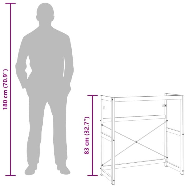 Рамка за мивка за баня, черна, 79x38x83 см, желязо