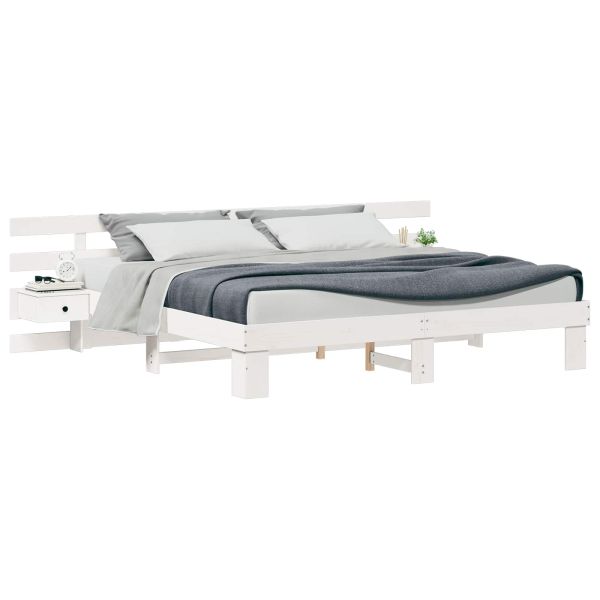 Рамка за легло с таблото Бяло 180 x 200 cm Солидно борово дърво