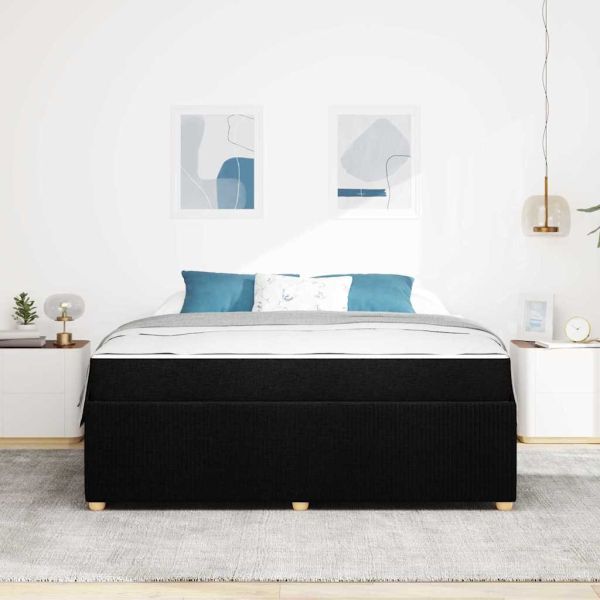 Рамка за легло с матрак Черно 180 x 200 cm текстил