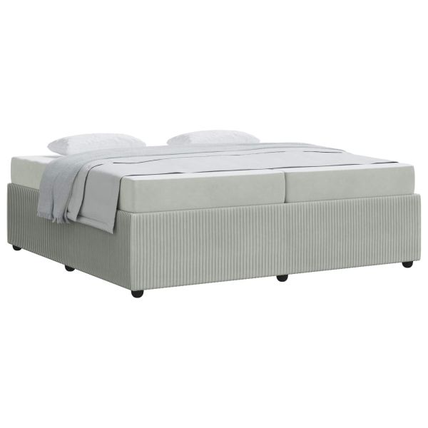 Рамка за легло с матрак Светлосиво 200 x 200 cm текстил