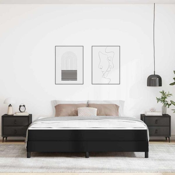 Рамка за легло с матрак Черно 180 x 200 cm текстил