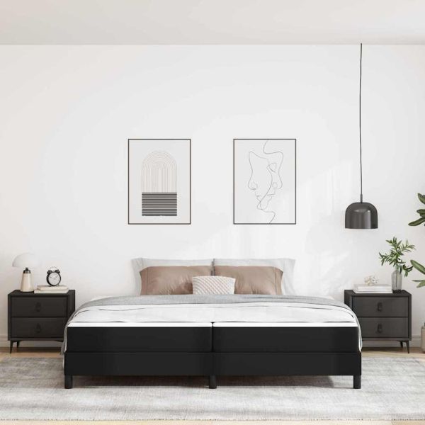 Рамка за легло с матрак Черно 200 x 200 cm текстил