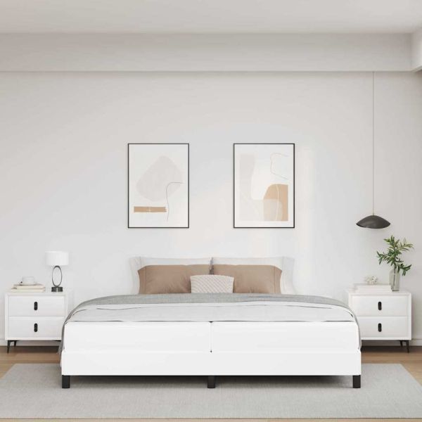 Рамка за легло с матрак Чисто бяло 200 x 200 cm текстил