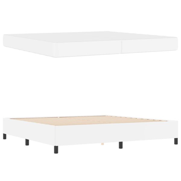 Рамка за легло с матрак Бяло 200 x 200 cm текстил