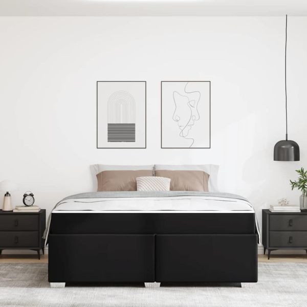 Рамка за легло с матрак Черно 180 x 200 cm текстил