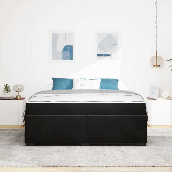Рамка за легло с матрак Черно 180 x 200 cm текстил