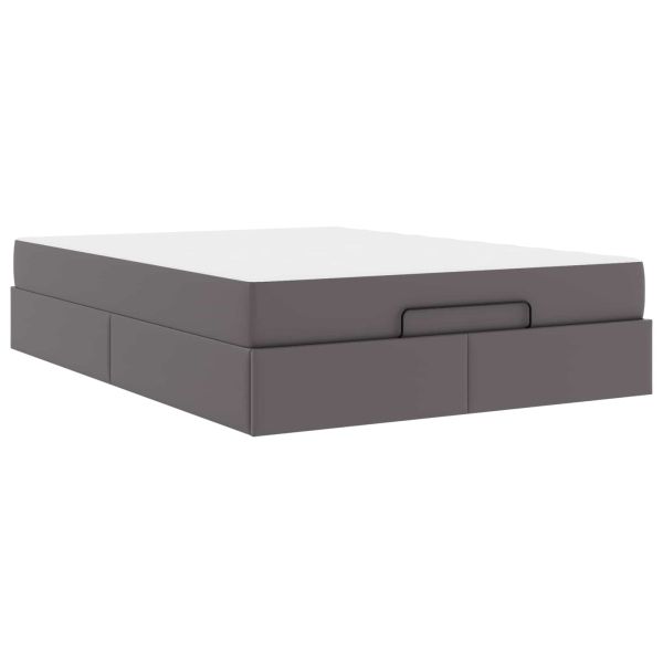 Рамка за легло с матрак с матрак 2 pcs Сив ПВЦ