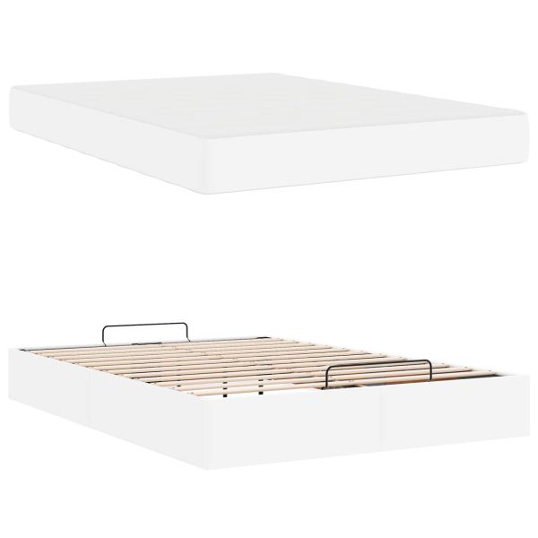 Рамка за легло с матрак с матрак 2 pcs Бяло ПВЦ