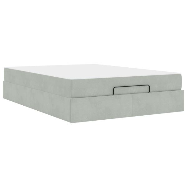 Рамка за легло с матрак с матрак 2 pcs Светлосиво Кадифе