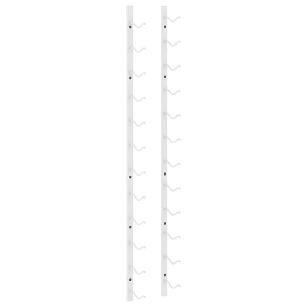 Стойки за вино за 12 бутилки, стенен монтаж, 2 бр, бели, желязо