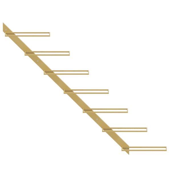 Стойки за вино за стенен монтаж 7 бутилки 2 бр златисти метални