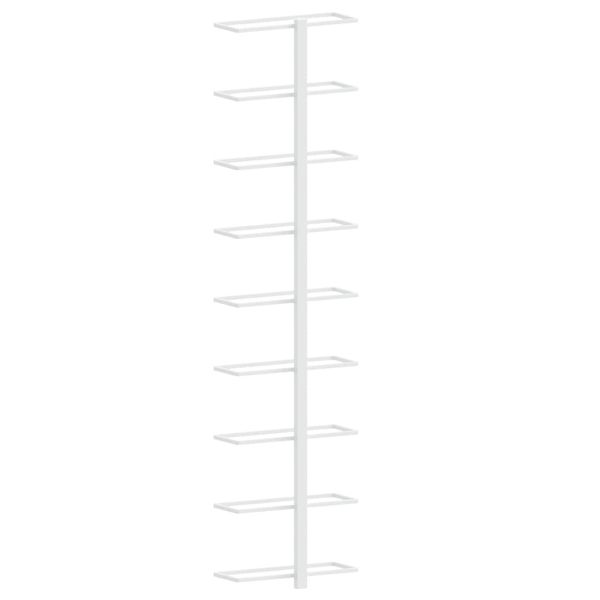 Стойка за вино за 9 бутилки, стенен монтаж, бяла, желязо