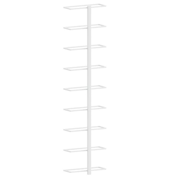 Стойки за вино за 9 бутилки, стенен монтаж, 2 бр, бели, желязо