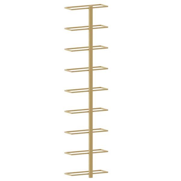 Стойки за вино за 9 бутилки стенен монтаж 2 бр златисти желязо