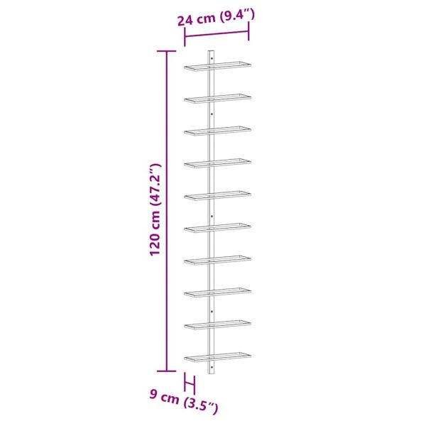Стойка за вино за 10 бутилки, стенен монтаж, бяла, метал