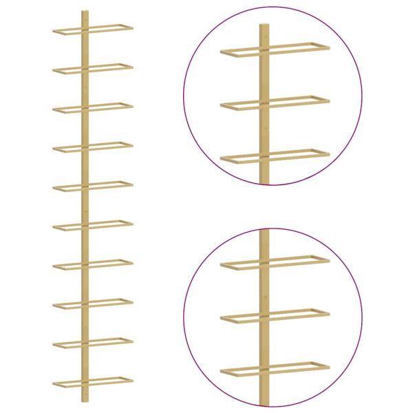 Стенни стойки за вино за 10 бутилки 2 бр златисти метални