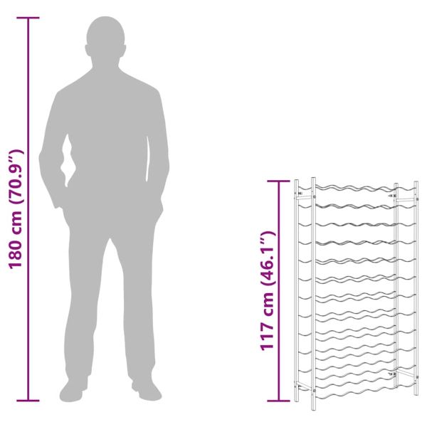 Стойка за вино за 72 бутилки, златиста, метална