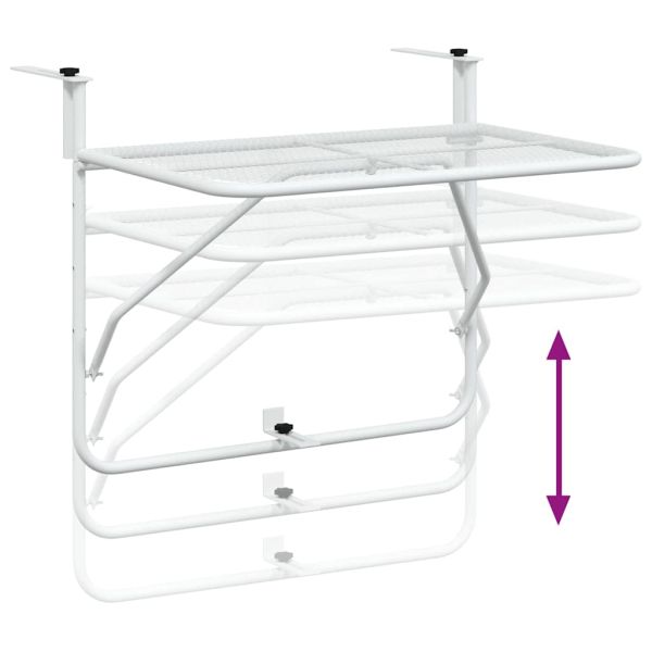 Балконска масичка, бяла, 60x40 см, стомана