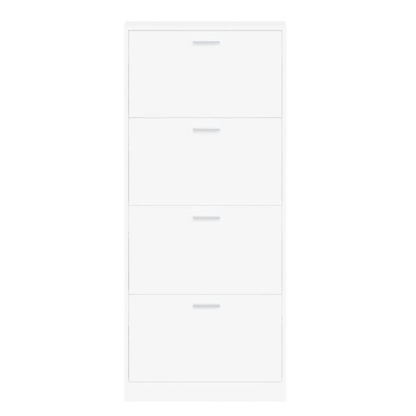 Шкаф за обувки, бял, 59x17x150 см, инженерно дърво