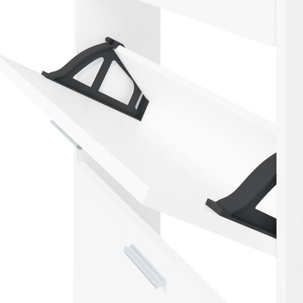 Шкаф за обувки, бял, 59x17x150 см, инженерно дърво