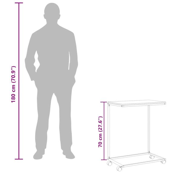 Помощна маса с колелца черна 55x35x70 см инженерно дърво