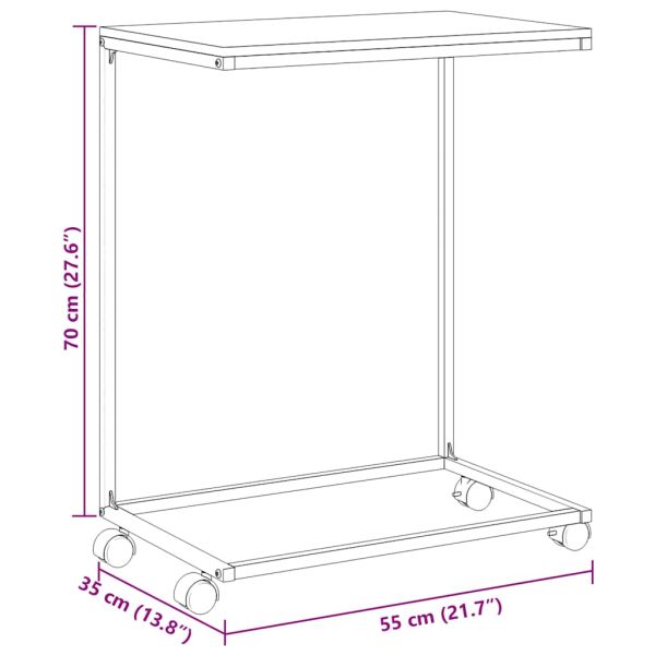 Помощна маса с колелца бяла 55x35x70 см инженерно дърво