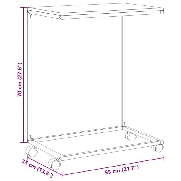 Помощна маса с колелца бяла 55x35x70 см инженерно дърво