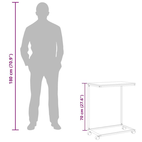 Помощна маса с колелца бяла 55x35x70 см инженерно дърво