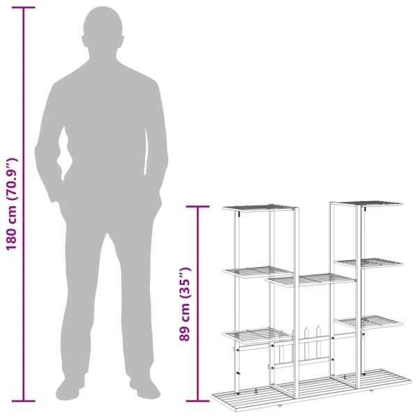 Стойка за цветя, 94,5x25x89 см, черна, желязо