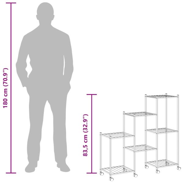 Стойка за цветя на колела 83x25x83,5 см черна желязо
