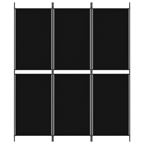 Параван за стая, 3 панела, черен, 150x180 см, плат