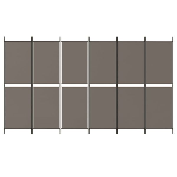 Параван за стая, 6 панела, антрацит, 300x180 cм, текстил